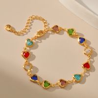 Fashion Heart Shape Copper Inlay Zircon Bracelets 1 Piece main image 1