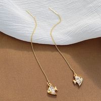 Cute Fish Copper Plating Inlay Artificial Crystal Ear Line 1 Pair main image 5