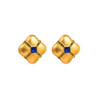 Vintage Style Square Alloy Inlay Rhinestones Women's Ear Studs 1 Pair main image 2
