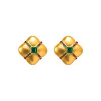 Vintage Style Square Alloy Inlay Rhinestones Women's Ear Studs 1 Pair main image 3