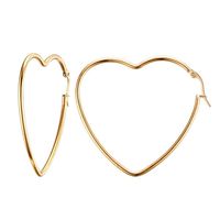 Simple Style Heart Shape Titanium Steel Gold Plated Hoop Earrings 1 Pair main image 4