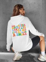 Women's Hoodie Long Sleeve Hoodies & Sweatshirts Printing Pocket Casual Letter main image 5