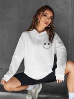 Femmes Sweat À Capuche Manche Longue Hoodies Et Pulls Molletonnés Impression Poche Décontractée Lettre main image 4