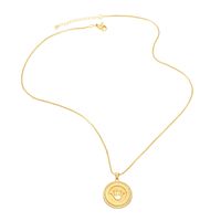 Simple Style Round Crown Copper Gold Plated Zircon Pendant Necklace 1 Piece main image 5