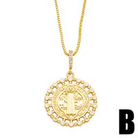 Simple Style Round Crown Copper Gold Plated Zircon Pendant Necklace 1 Piece main image 4