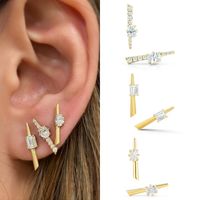 Fashion Solid Color Copper Gold Plated Inlay Zircon Ear Studs 1 Pair main image 1