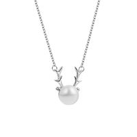 Fashion Antlers Sterling Silver Inlay Pearl Pendant Necklace 1 Piece main image 2