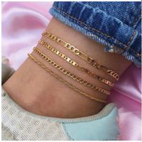 Simple Style Geometric Alloy Plating Women's Anklet 4 Pieces main image 1