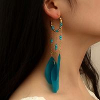 Vintage Style Solid Color Feather Handmade Women's Drop Earrings 1 Pair main image 4