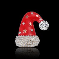 Moda Gorro Navideño Árbol De Navidad Papá Noel Aleación Embutido Diamantes De Imitación Mujeres Broches 1 Pieza main image 4