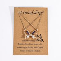 Simple Style Butterfly Alloy Plating Hollow Out Inlay Rhinestones Women's Pendant Necklace Long Necklace sku image 2
