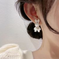 Wholesale Jewelry 1 Pair Sweet Heart Shape Butterfly Imitation Pearl Alloy Zircon Ear Studs sku image 2