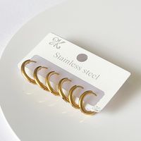 Fashion Solid Color Titanium Steel Plating Earrings 1 Set sku image 1