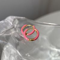 Mode Rond Acier Au Titane Émail Des Boucles D'oreilles 1 Paire sku image 2