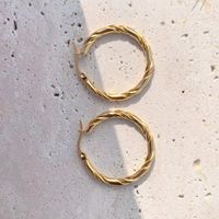 Simple Style Circle Twist Stainless Steel Round Earrings sku image 2