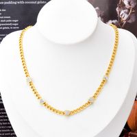 Fashion Heart Shape Titanium Steel Gold Plated Rhinestones Bracelets Necklace 1 Piece sku image 3