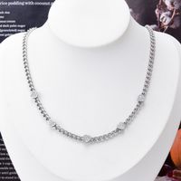 Fashion Heart Shape Titanium Steel Gold Plated Rhinestones Bracelets Necklace 1 Piece sku image 2