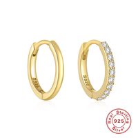 Fashion Round Silver Inlaid Zircon Earrings 1 Pair sku image 3