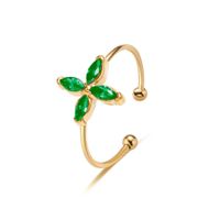 Cute Four Leaf Clover Stainless Steel Plating Inlay Zircon Open Rings sku image 1