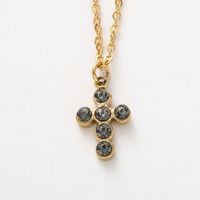 Simple Style Cross Stainless Steel Titanium Steel Plating Inlay Rhinestones Pendant Necklace 1 Piece main image 4