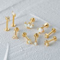 Fashion Square Water Droplets Paw Print Silver Inlay Zircon Ear Studs 1 Piece main image 6
