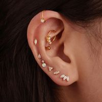 Fashion Square Water Droplets Paw Print Silver Inlay Zircon Ear Studs 1 Piece main image 5