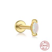 1 Piece Simple Style Geometric Sterling Silver Plating Inlay Opal Ear Studs sku image 6