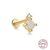 Fashion Square Water Droplets Paw Print Silver Inlay Zircon Ear Studs 1 Piece sku image 8