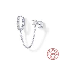 Simple Style Round Silver Inlay Zircon Earrings 1 Piece sku image 1