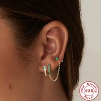 Simple Style Round Silver Inlay Zircon Earrings 1 Piece main image 4