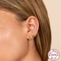 Simple Style Round Silver Inlay Zircon Earrings 1 Piece main image 2