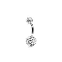 Fashion Round Stainless Steel Plating Zircon Belly Ring 1 Piece sku image 3