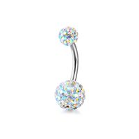Fashion Round Stainless Steel Plating Zircon Belly Ring 1 Piece sku image 2