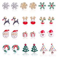 1 Pair Cute Christmas Tree Santa Claus Snowflake Inlay Alloy Rhinestones Ear Studs main image 1