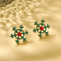 1 Pair Cute Christmas Tree Santa Claus Snowflake Inlay Alloy Rhinestones Ear Studs main image 7