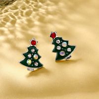 1 Pair Cute Christmas Tree Santa Claus Snowflake Inlay Alloy Rhinestones Ear Studs main image 3