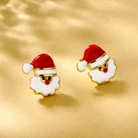 1 Pair Cute Christmas Tree Santa Claus Snowflake Inlay Alloy Rhinestones Ear Studs sku image 6