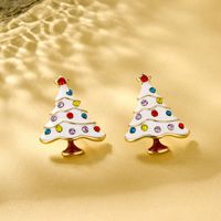 1 Pair Cute Christmas Tree Santa Claus Snowflake Inlay Alloy Rhinestones Ear Studs sku image 8