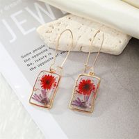 Estilo Simple Flor Resina Sintética Aleación Epoxy Transparente Mujeres Pendientes Colgantes 1 Par sku image 3