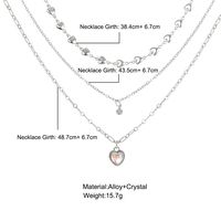 Fashion Heart Shape Alloy Plating Rhinestones Women's Layered Necklaces 1 Piece main image 4