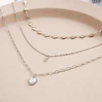 Fashion Heart Shape Alloy Plating Rhinestones Women's Layered Necklaces 1 Piece main image 3