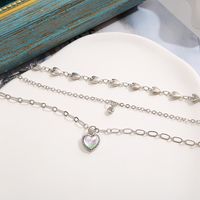 Fashion Heart Shape Alloy Plating Rhinestones Women's Layered Necklaces 1 Piece main image 2