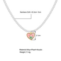 Retro Herzform Künstliche Perle Legierung Perlen Frau Halskette Mit Anhänger 1 Stück main image 5
