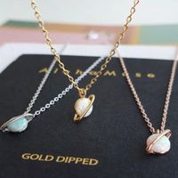 Fashion Planet Copper Plating Inlay Opal Pendant Necklace 1 Piece main image 1