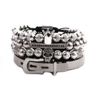 Fashion Titanium Steel Men's Suit Stainless Steel Roman Alphabet Crown Skull Bracelet sku image 56