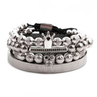 Fashion Titanium Steel Men's Suit Stainless Steel Roman Alphabet Crown Skull Bracelet sku image 54