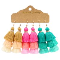 Wholesale Jewelry 1 Set Bohemian Triangle Tassel Alloy Wax Line Chandelier Earrings sku image 7