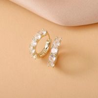 Simple Style Geometric Copper Gold Plated Zircon Hoop Earrings 1 Pair sku image 4