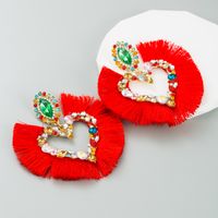 Vintage Style Tassel Heart Shape Alloy Inlay Rhinestones Women's Drop Earrings 1 Pair sku image 1