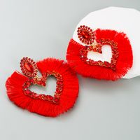 Vintage Style Tassel Heart Shape Alloy Inlay Rhinestones Women's Drop Earrings 1 Pair sku image 2